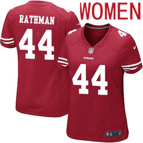 Women San Francisco 49ers 44 Tom Rathman Nike Scarlet Game Player NFL Jersey